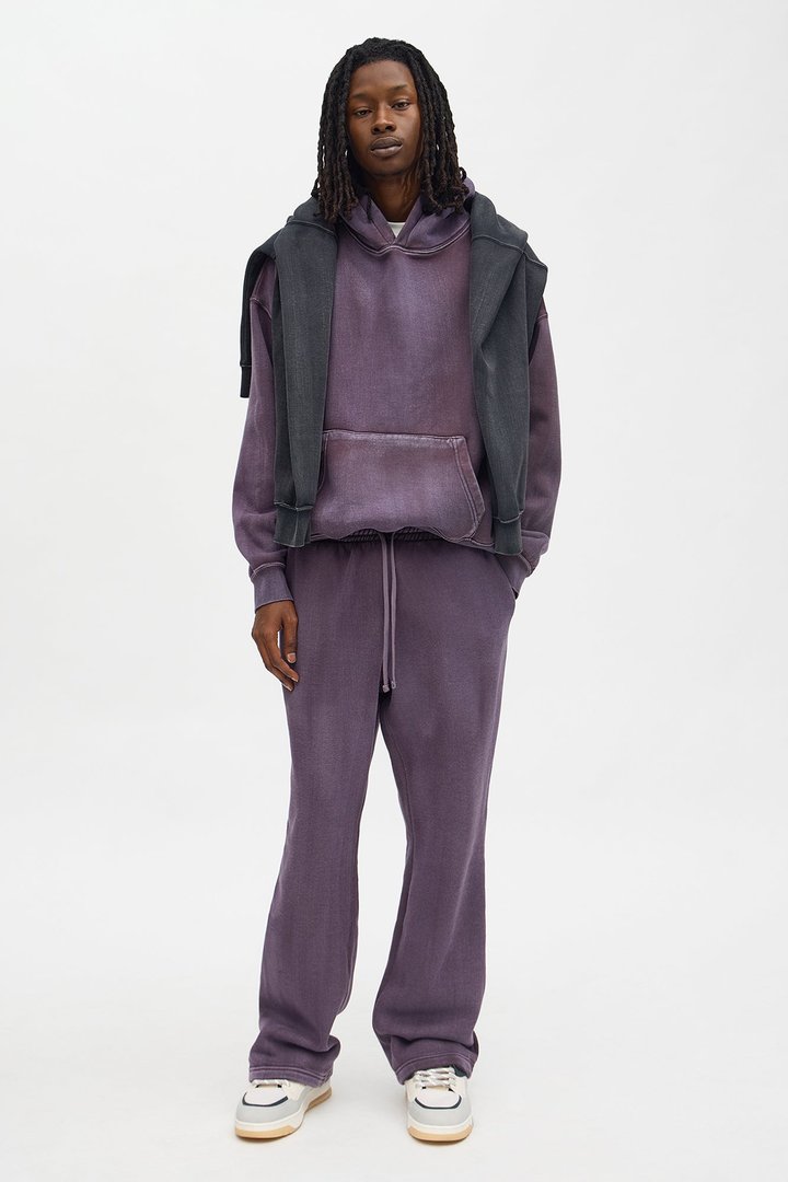 Acid Wash Oversized Heavyweight Hoodie - Purple