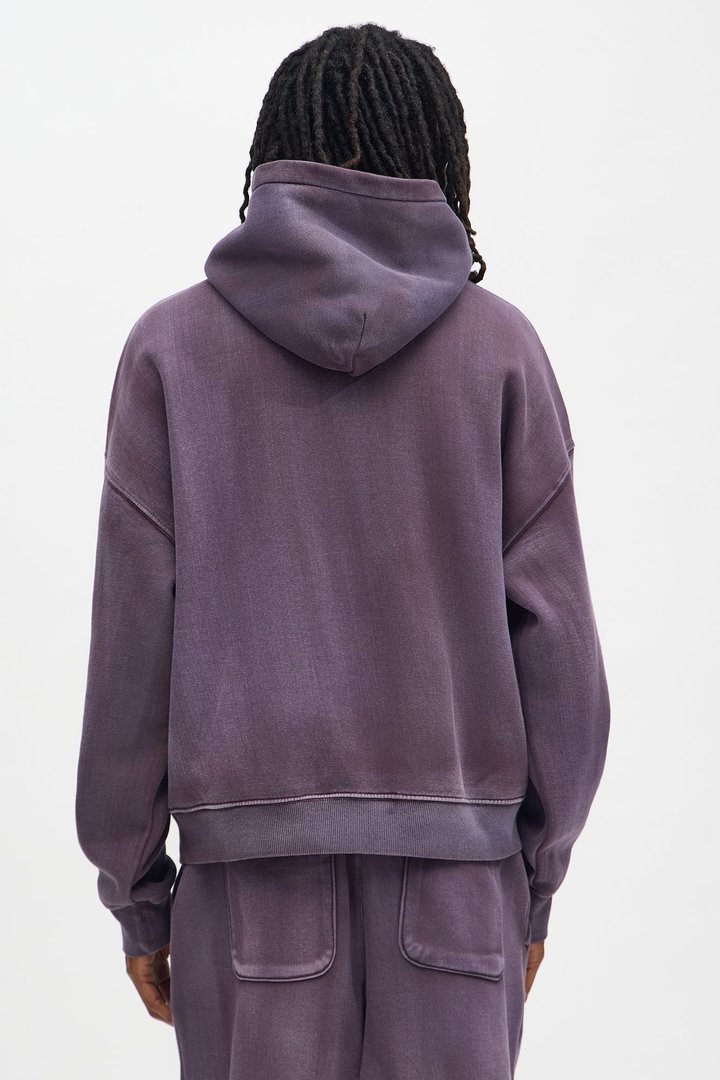 Acid Wash Oversized Heavyweight Hoodie - Purple