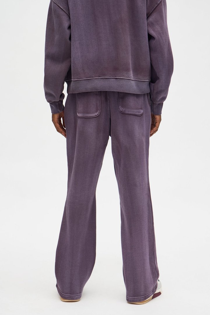 Acid Wash Heavyweight Slim Flare Sweatpants - Purple