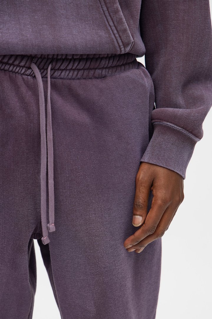 Acid Wash Heavyweight Slim Flare Sweatpants - Purple