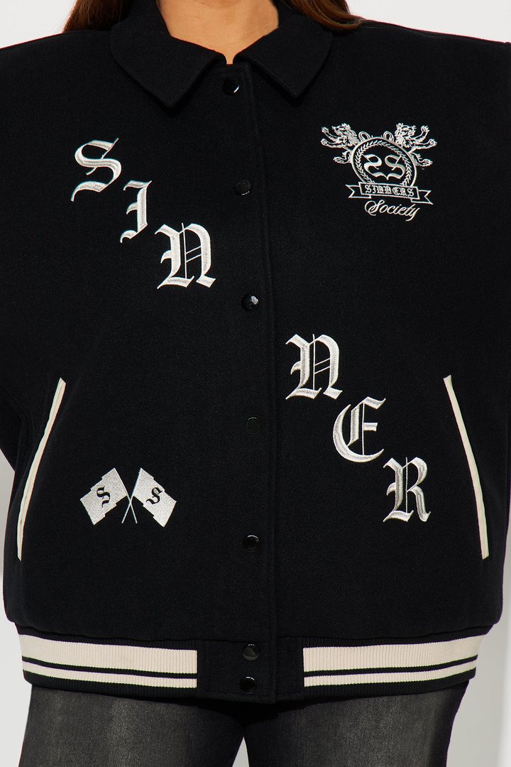 Sinner Society Varsity Jacket - Black/combo