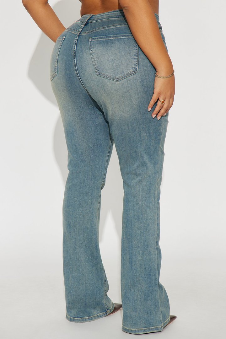 Renata Mid Rise Crossover Bootcut Jeans - Vintage Wash