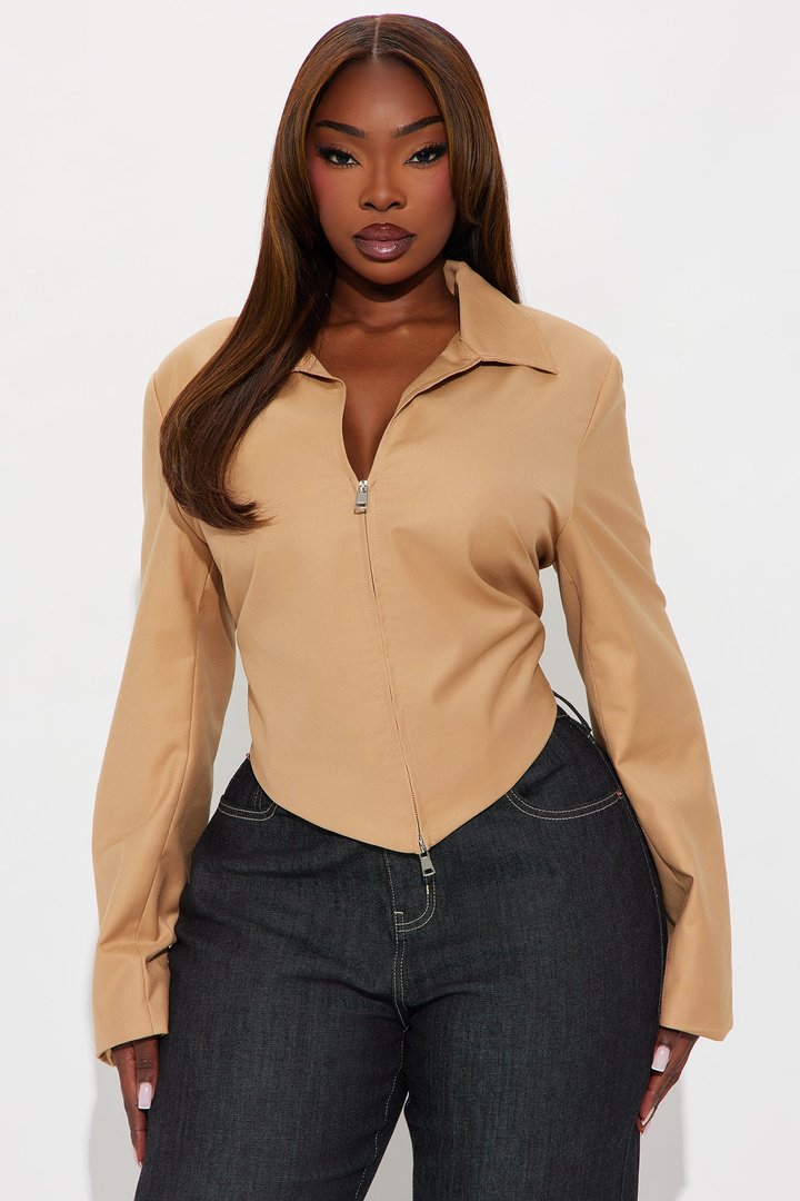 Something Settle Shoulder Pad Corset Top - Mocha
