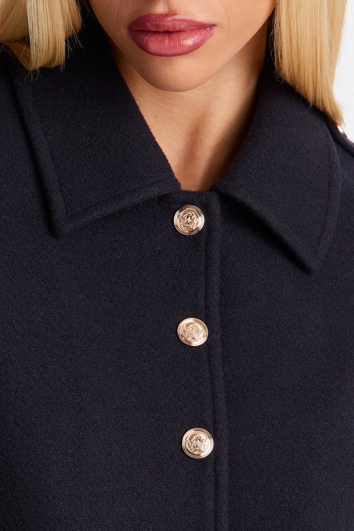 Madeline Faux Wool Lady Coat - Navy