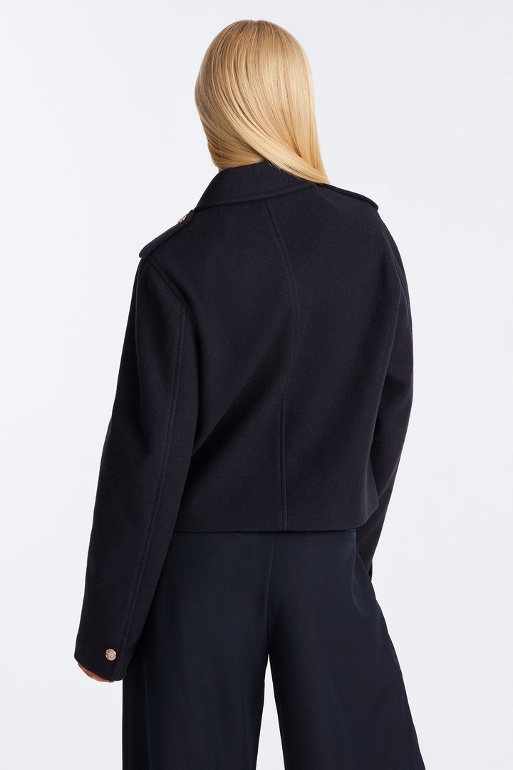 Madeline Faux Wool Lady Coat - Navy