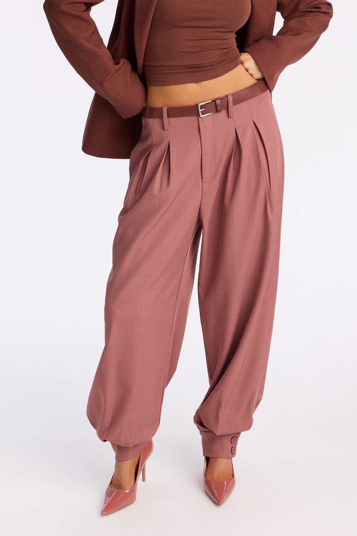 Helena Belted Trouser Pant - Rose