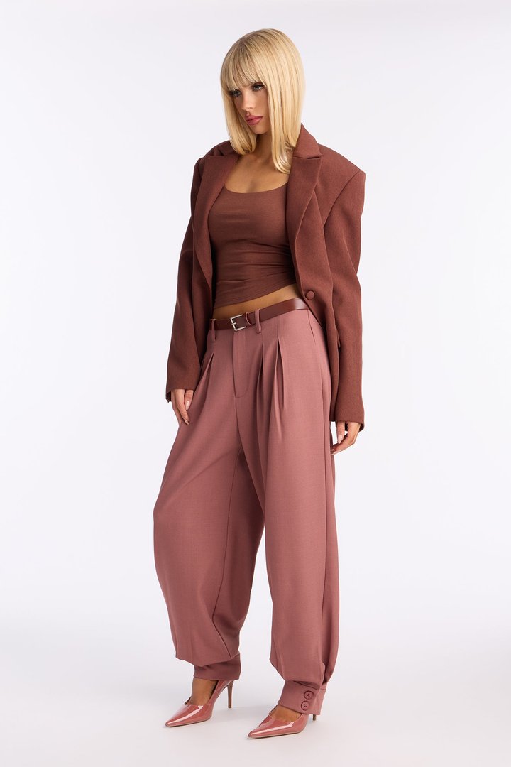 Helena Belted Trouser Pant - Rose