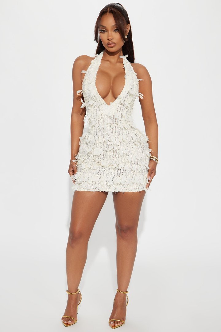 Hot Moment Lace Mini Dress - Cream
