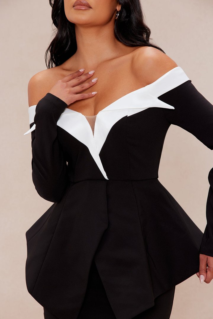 Lizette Off Shoulder Mini Dress - Black