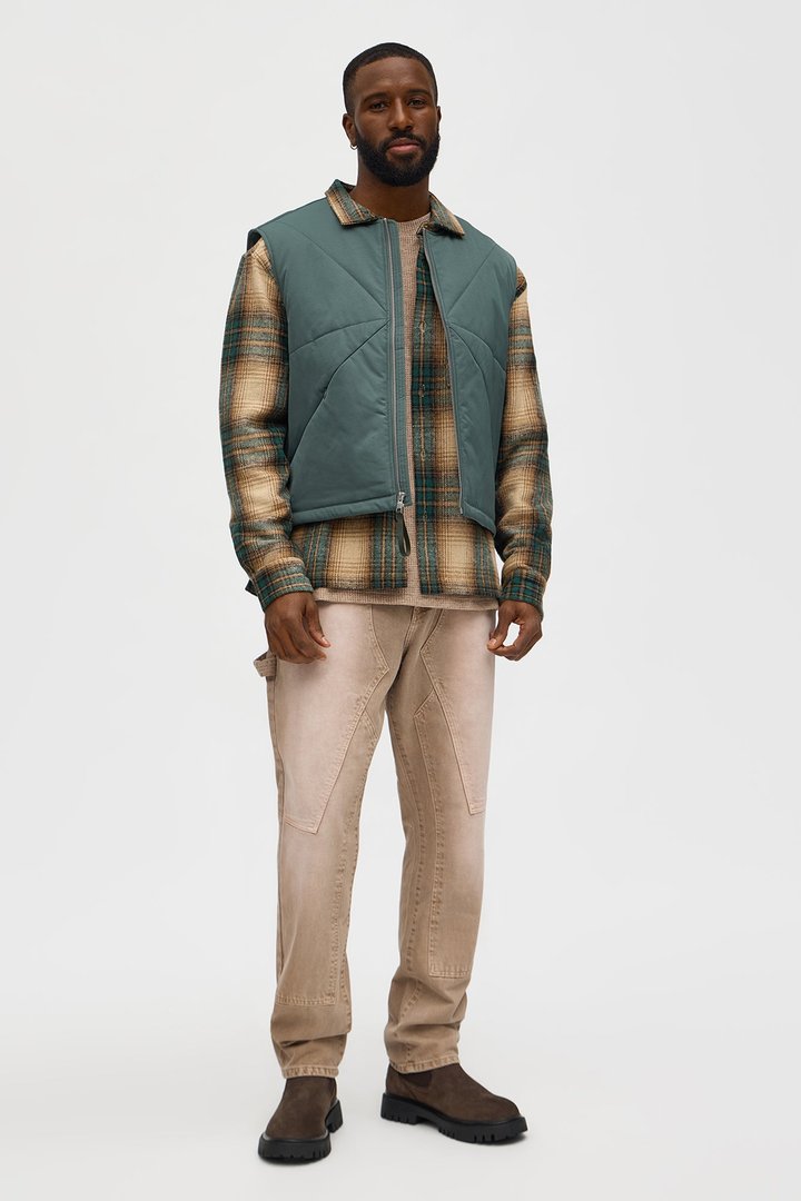 Look At Me Paneled Padded Vest - Olive