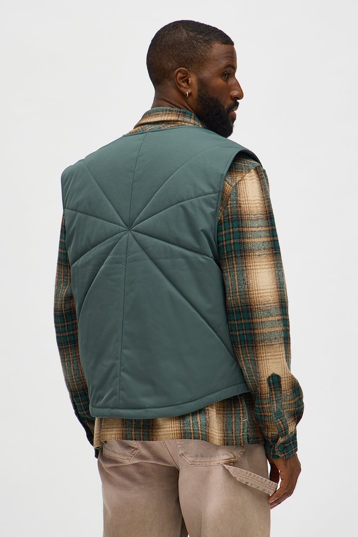 Look At Me Paneled Padded Vest - Olive