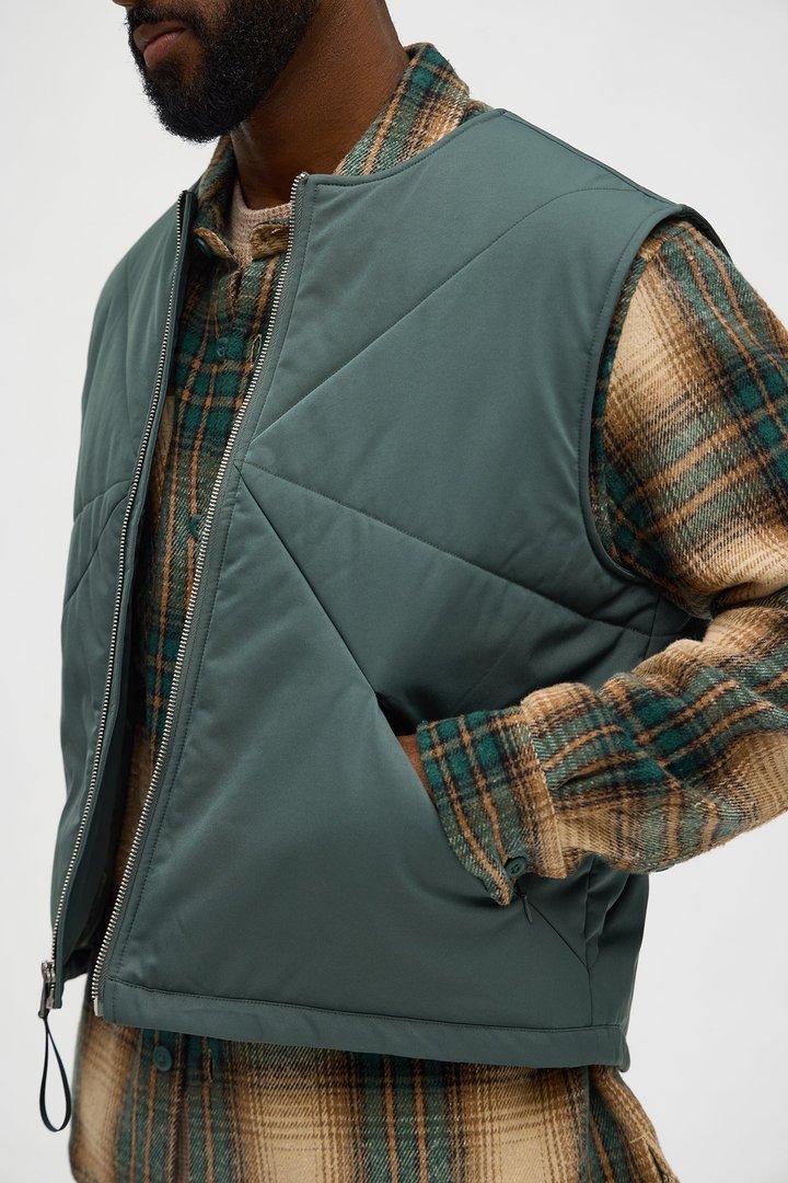 Look At Me Paneled Padded Vest - Olive