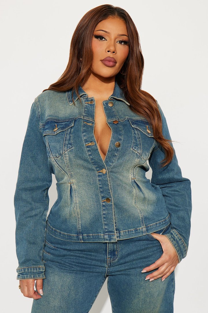 Lana Denim Washed Pant Set - Medium Wash