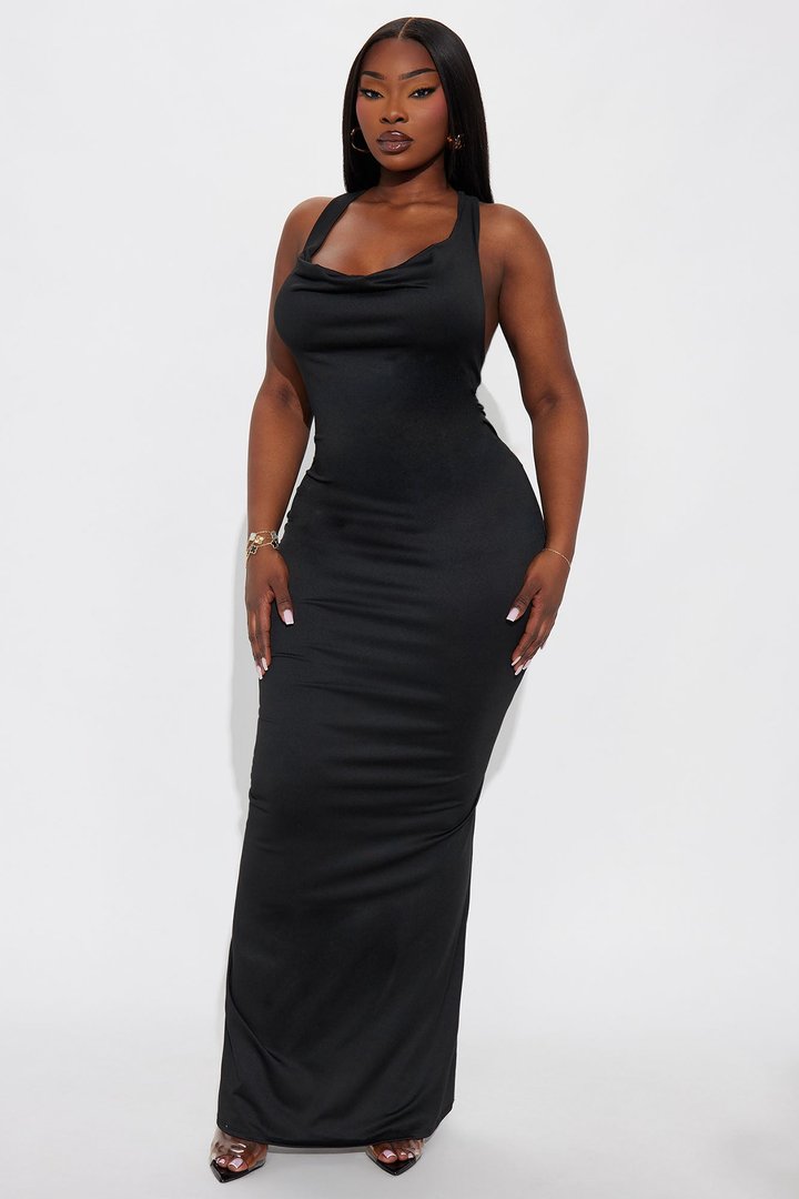 Rachelle Cowl Neck Maxi Dress - Black