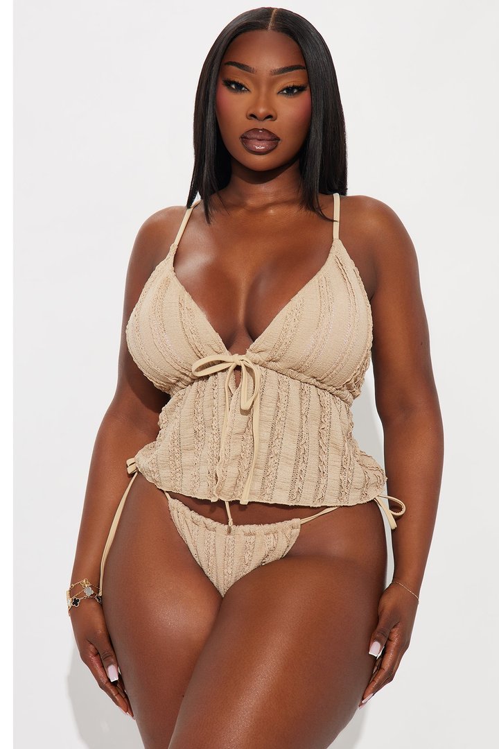 Addison Textured Tankini 2 Piece Bikini - Taupe