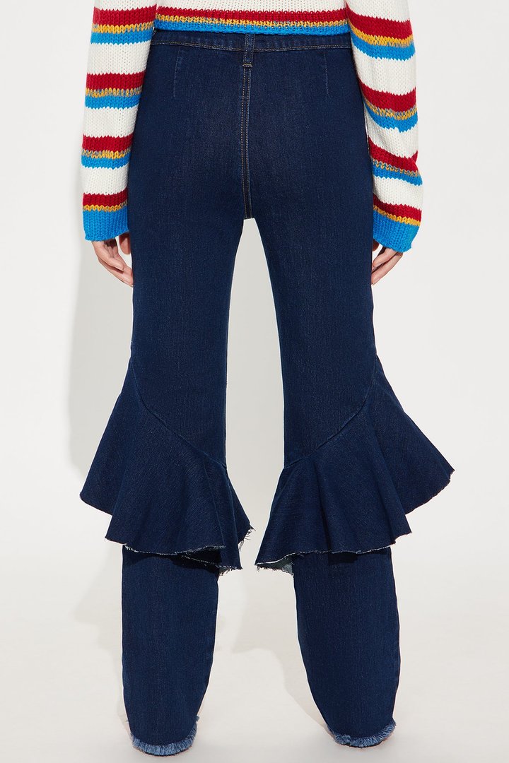 Mini Sway All Night Ruffle Flare Jeans - Dark Wash