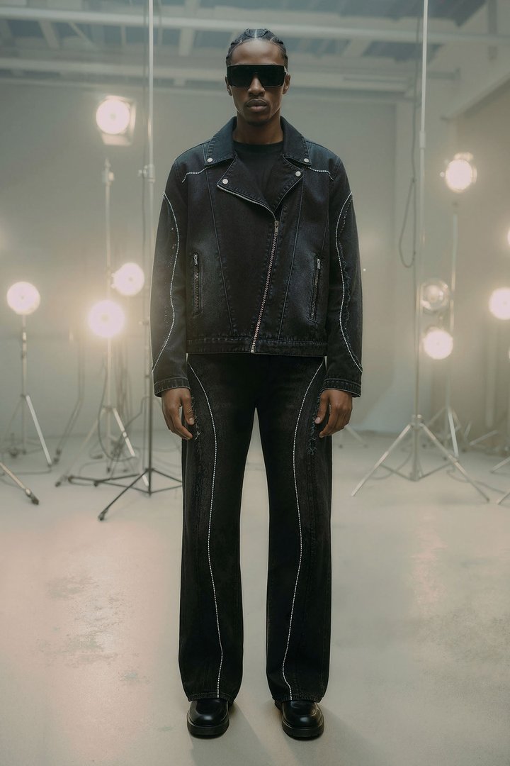 Straight Been Down Jeweled Jean - Black Wash