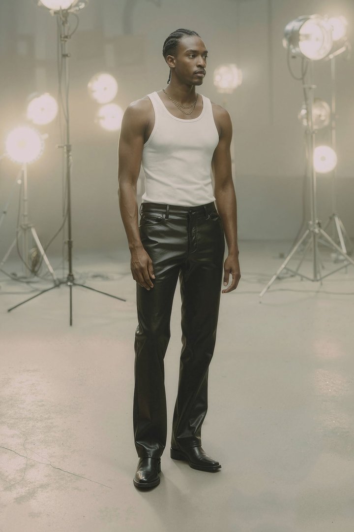 Stacked Skinny High Shine Wax Coated Jean - Black