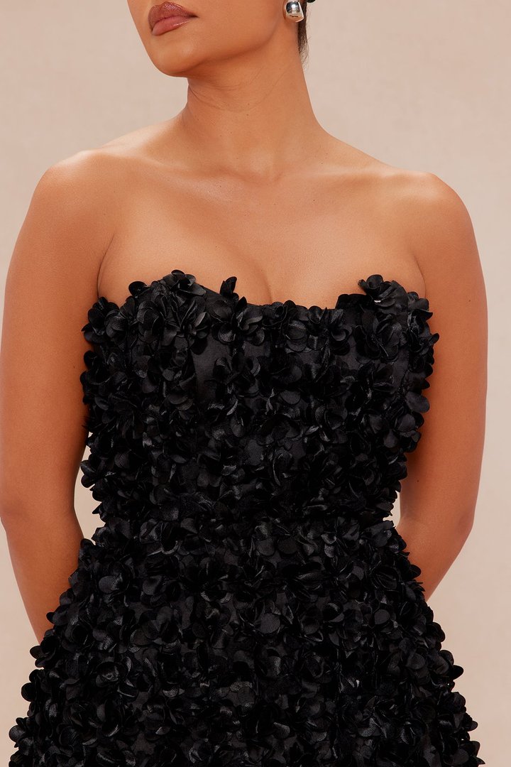 Janice Floral Mini Dress - Black