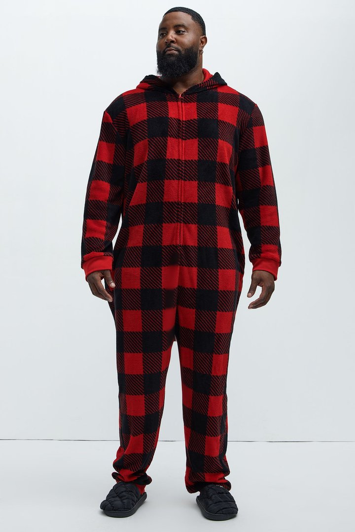 Always Cozy Holiday PJ Onesie - Red/Black