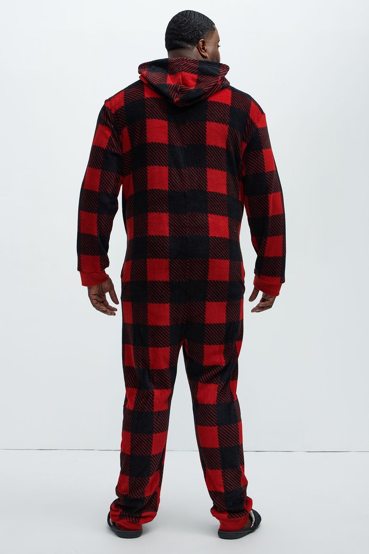 Always Cozy Holiday PJ Onesie - Red/Black