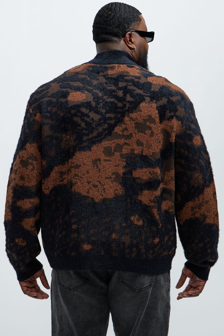 Lock It In Zip Sweater - Brown Combo