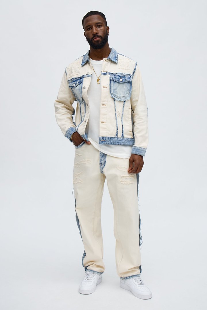 Relaxed Straight Benji Frayed Jean - Off White/combo