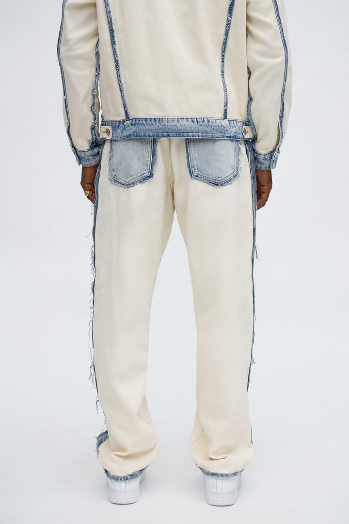 Relaxed Straight Benji Frayed Jean - Off White/combo