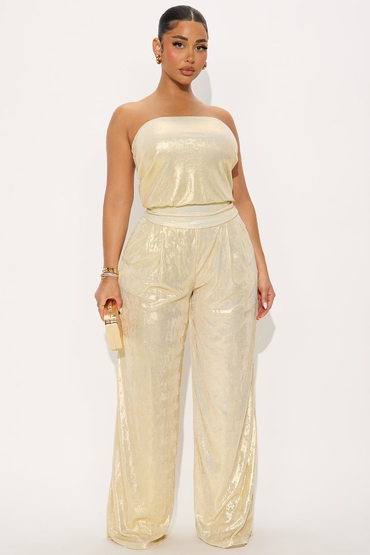 Nisa Metallic Tube Top - Champagne