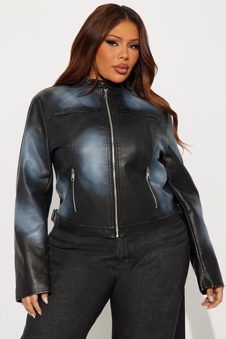 Saint Or Sinner Washed Faux Leather Moto Jacket - Black/combo