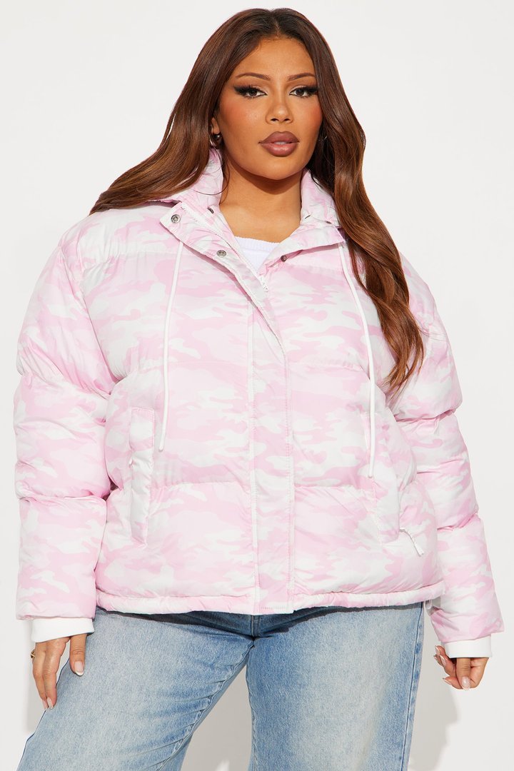 Ski Views Camouflage Puffer Jacket - Pink/combo
