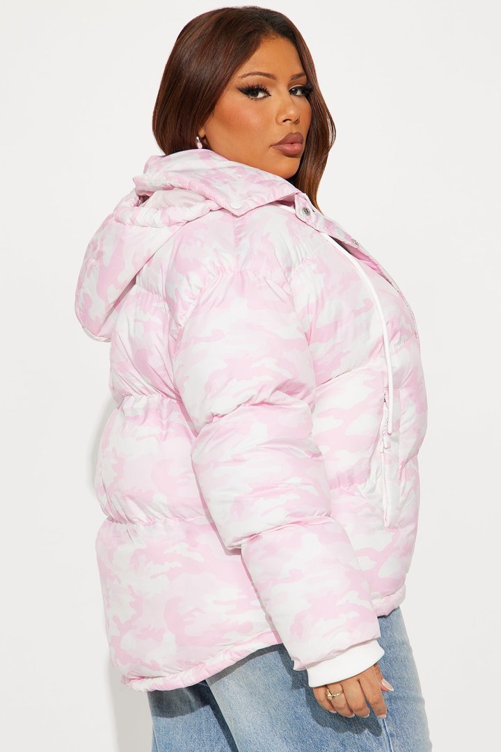 Ski Views Camouflage Puffer Jacket - Pink/combo