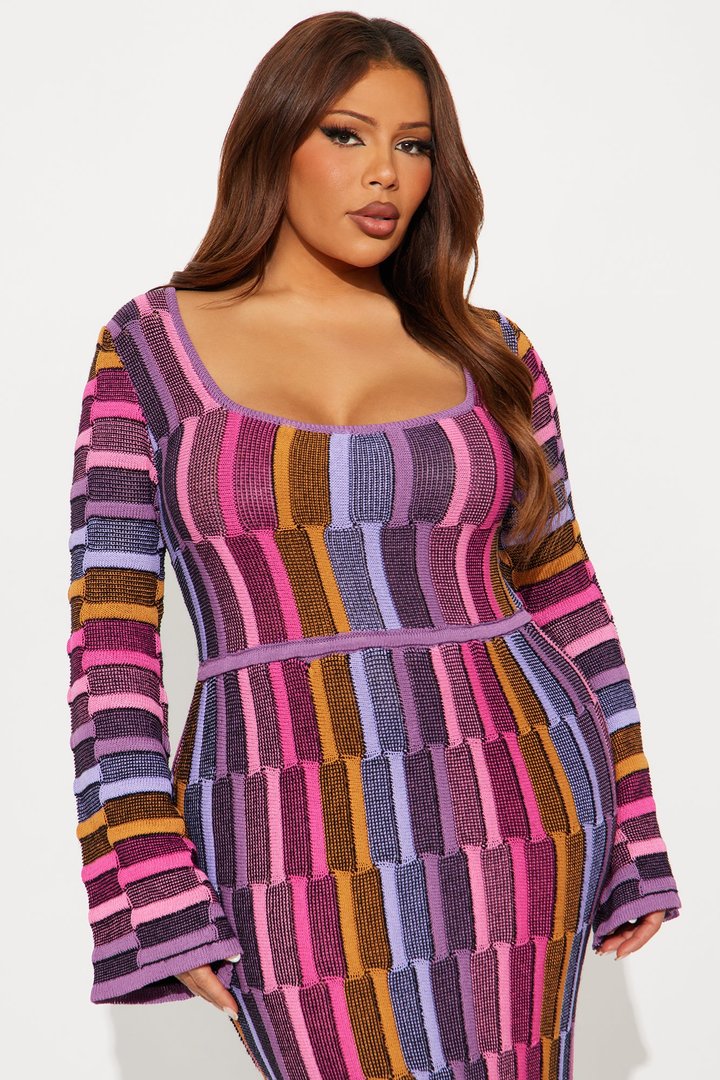 Sia Long Sleeve Maxi Dress - Pink/combo