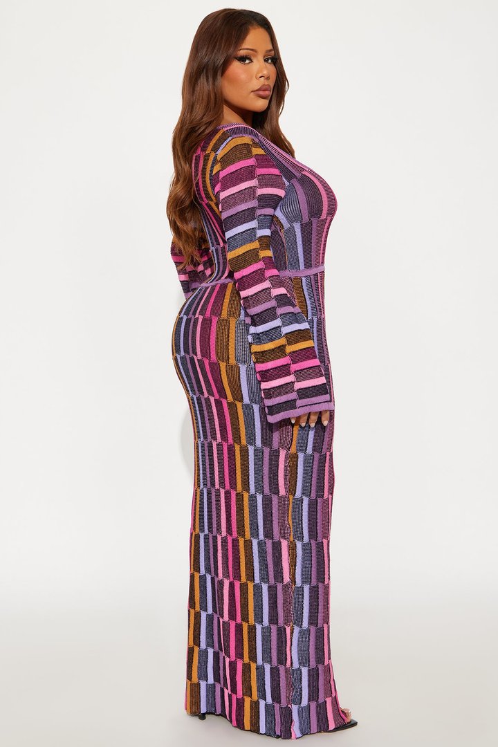 Sia Long Sleeve Maxi Dress - Pink/combo