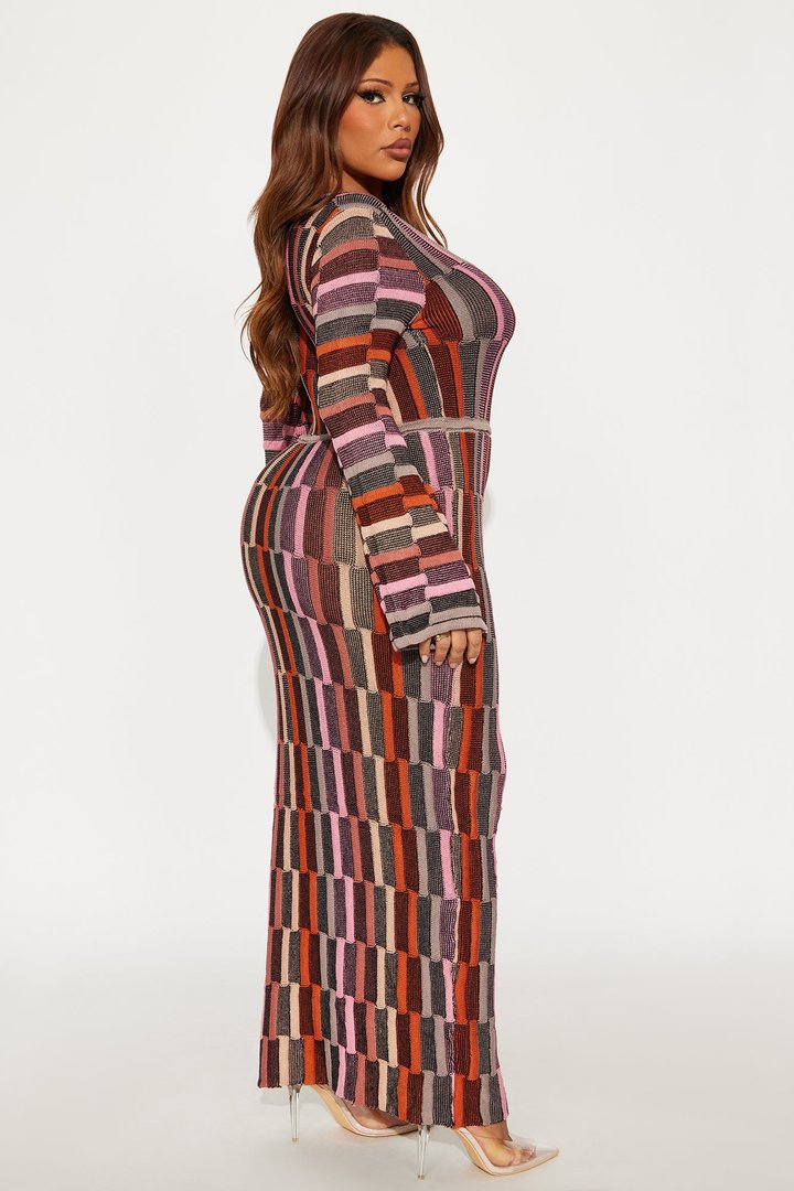 Sia Long Sleeve Maxi Dress - Mauve/combo