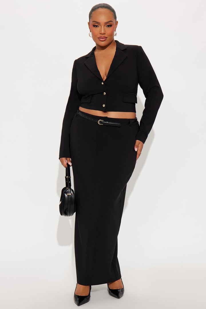 Milani Blazer Maxi Skirt Set - Black