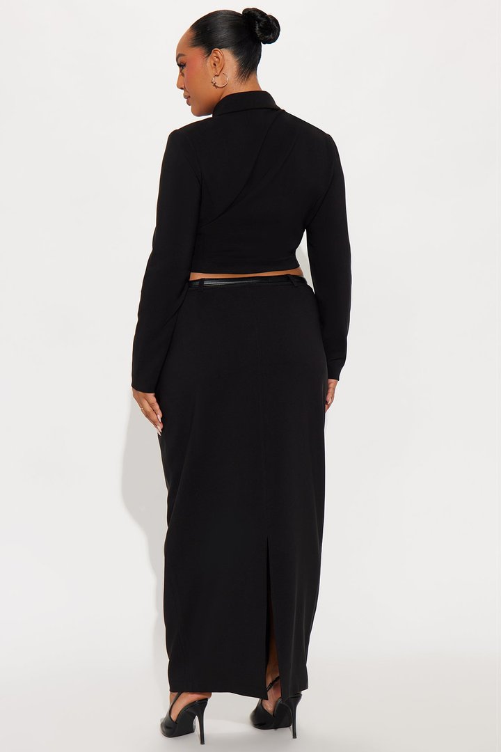 Milani Blazer Maxi Skirt Set - Black