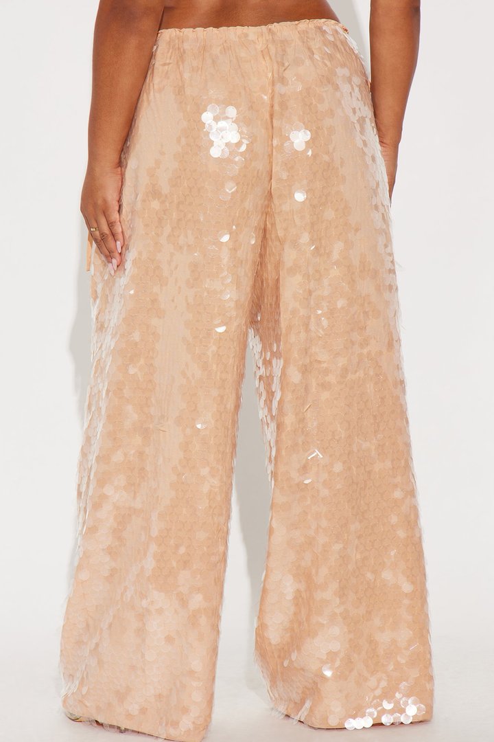 Mae Low Rise Sequin Wide Leg Pant - Nude