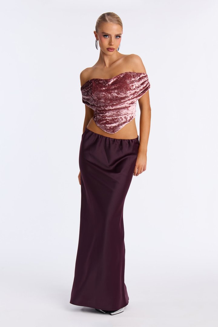 Penelope Velvet Off Shoulder Corset Top - Mauve