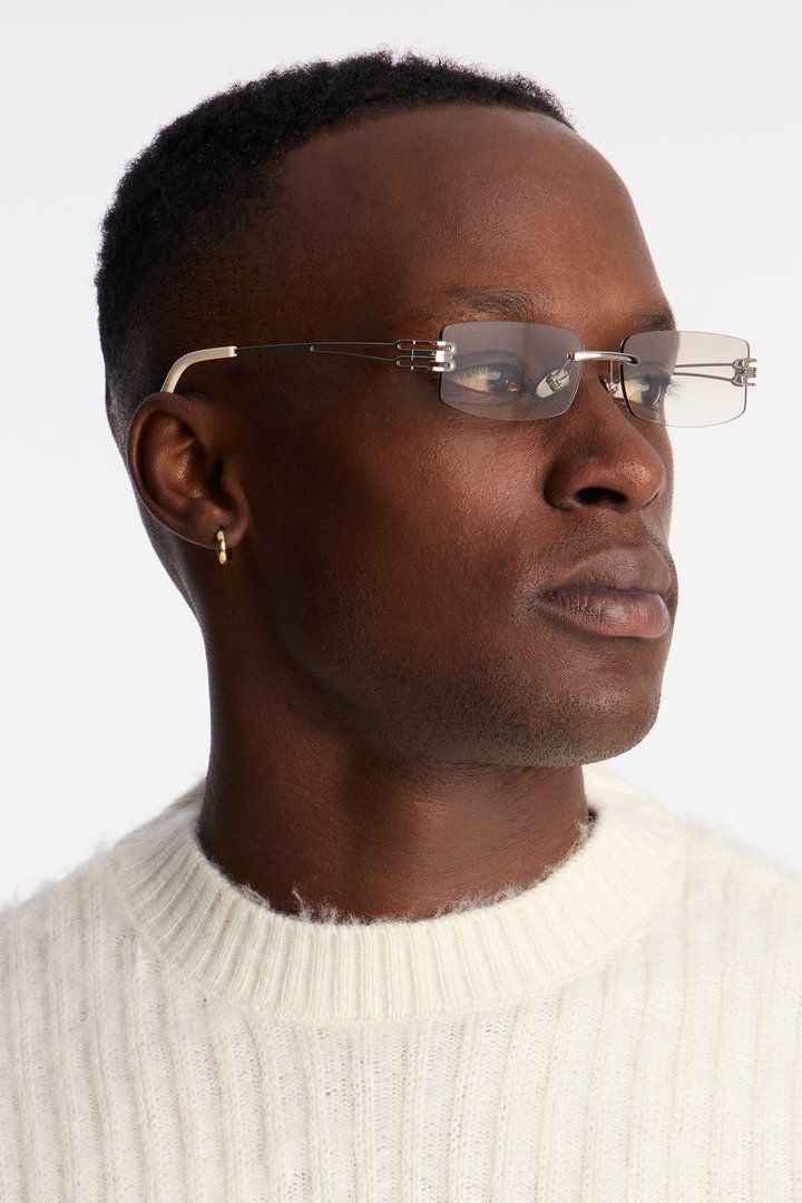 Sleek Frameless Metal Sunglasses - White