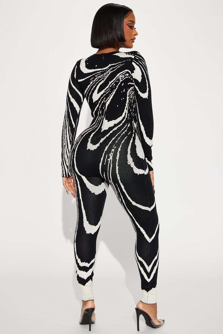 Darkest Secret Sweater Jumpsuit - Black/combo