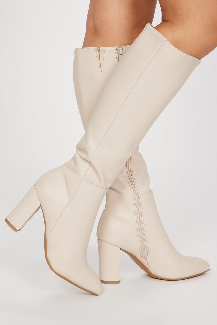 Downtown Dime Knee High Boots - Ivory