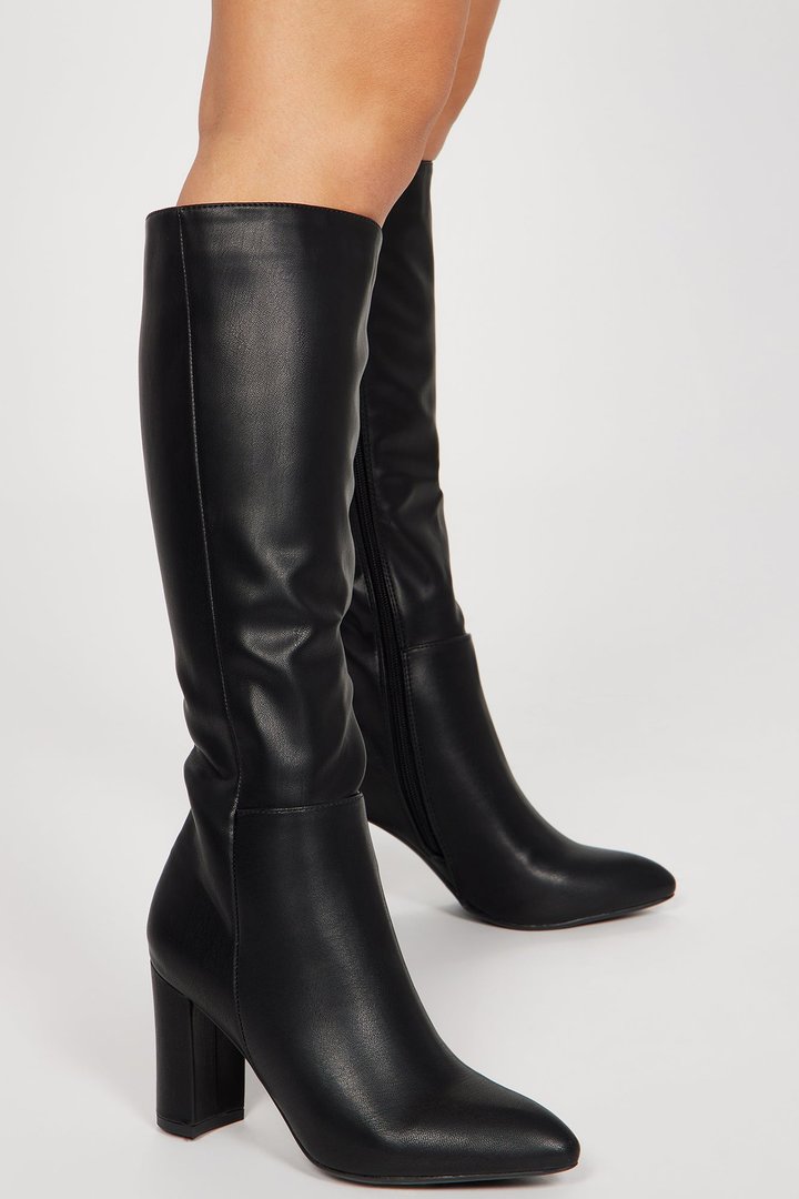 Downtown Dime Knee High Boots - Black