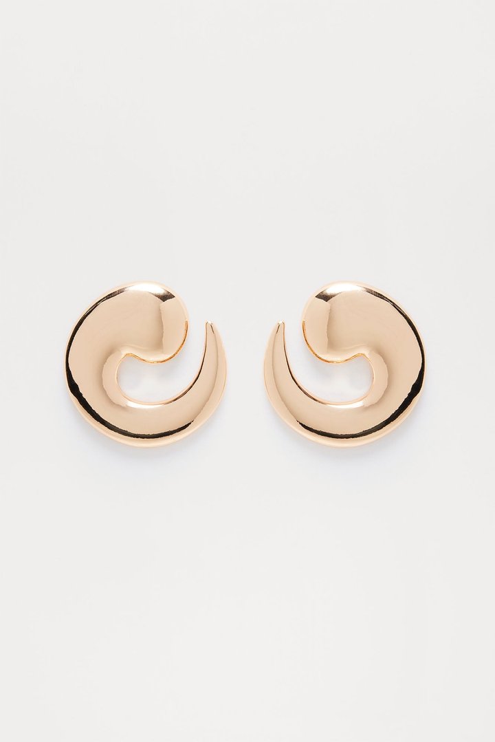 Gold Swirl Abstract Earrings - Gold