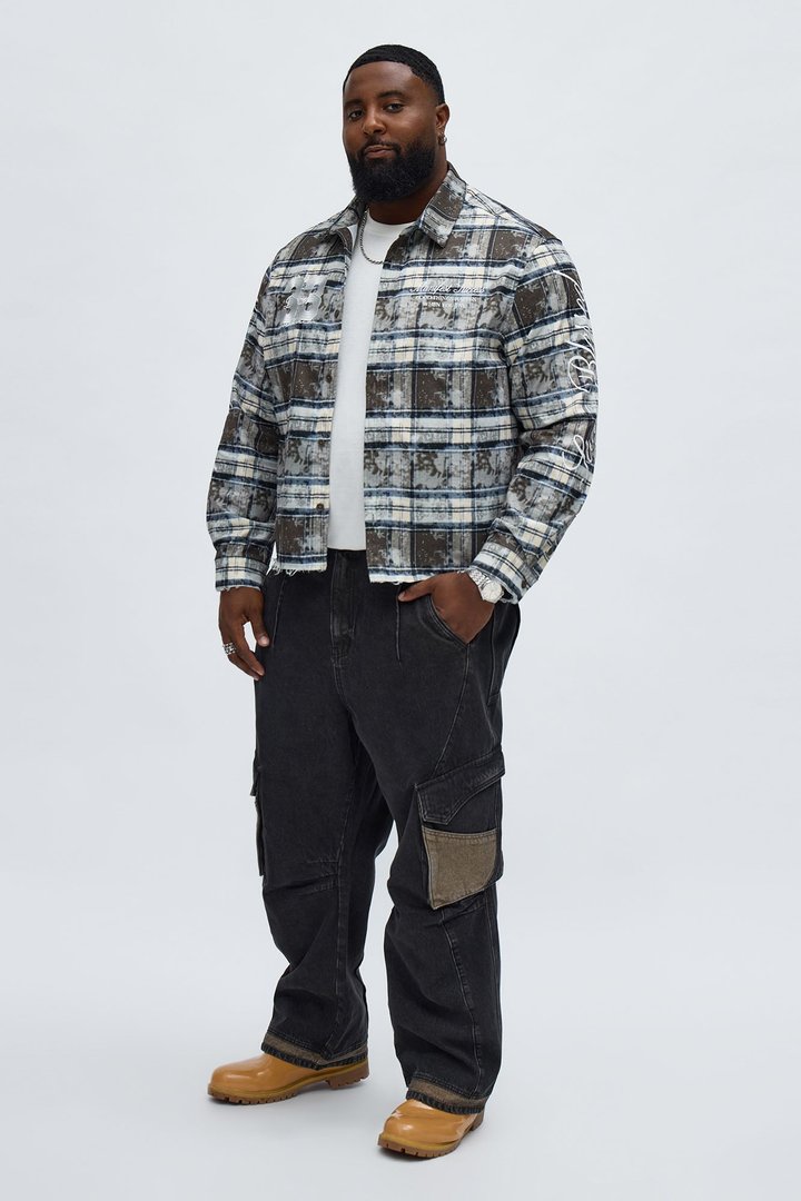 Cropped Manifest Button Up Shirt - Olive