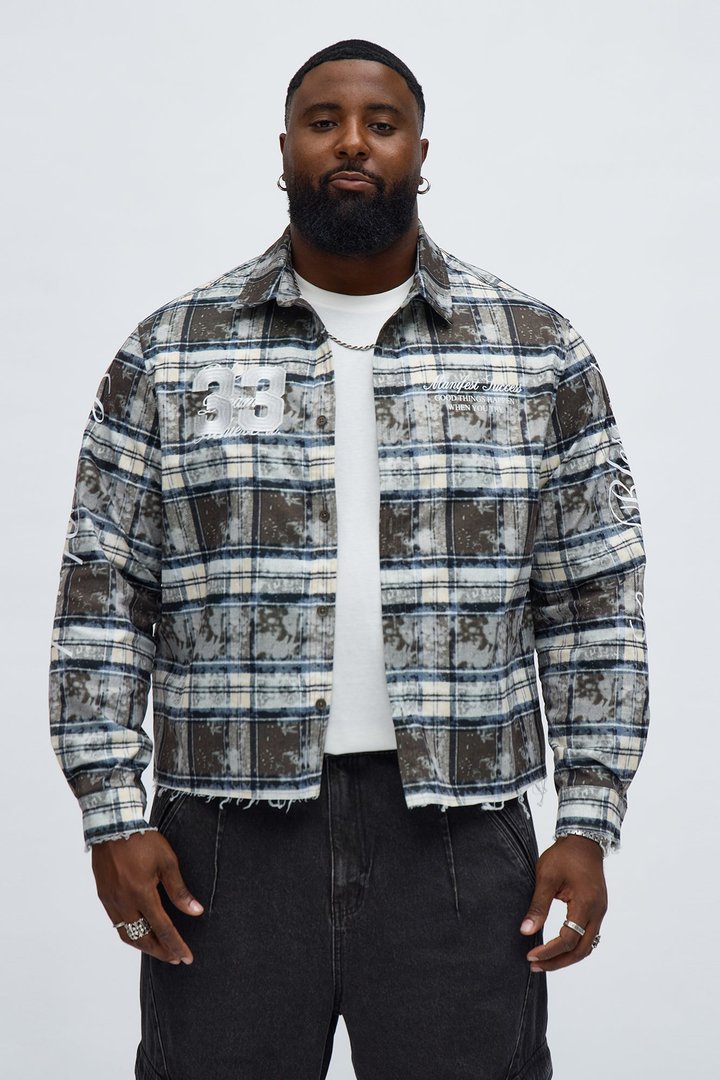 Cropped Manifest Button Up Shirt - Olive