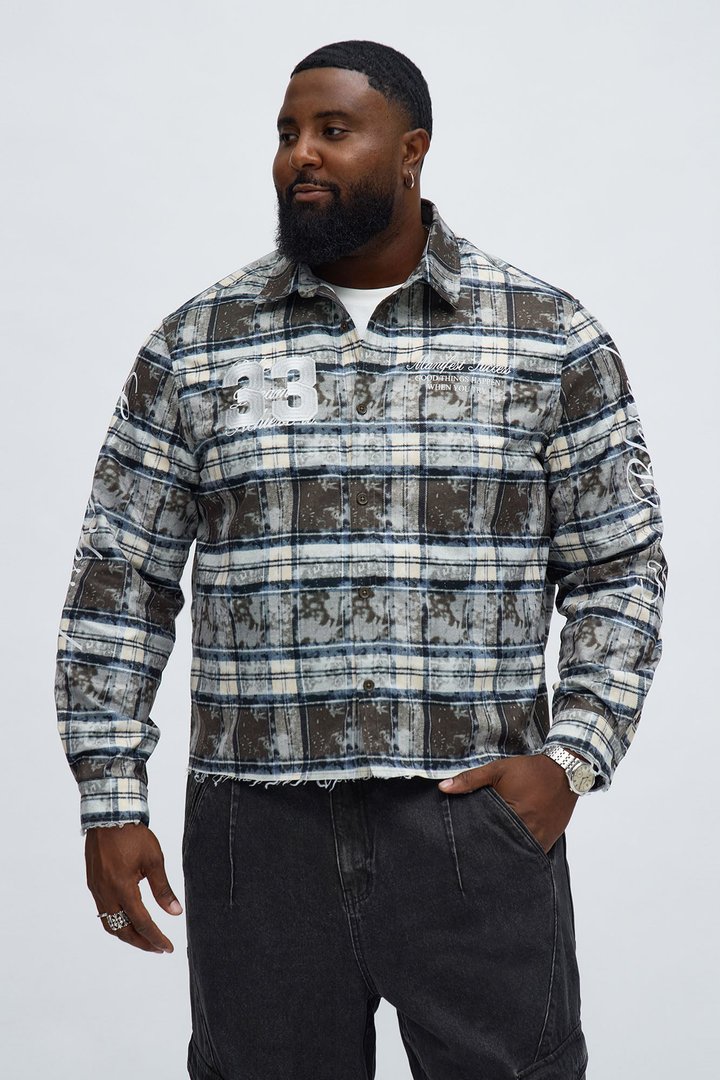 Cropped Manifest Button Up Shirt - Olive