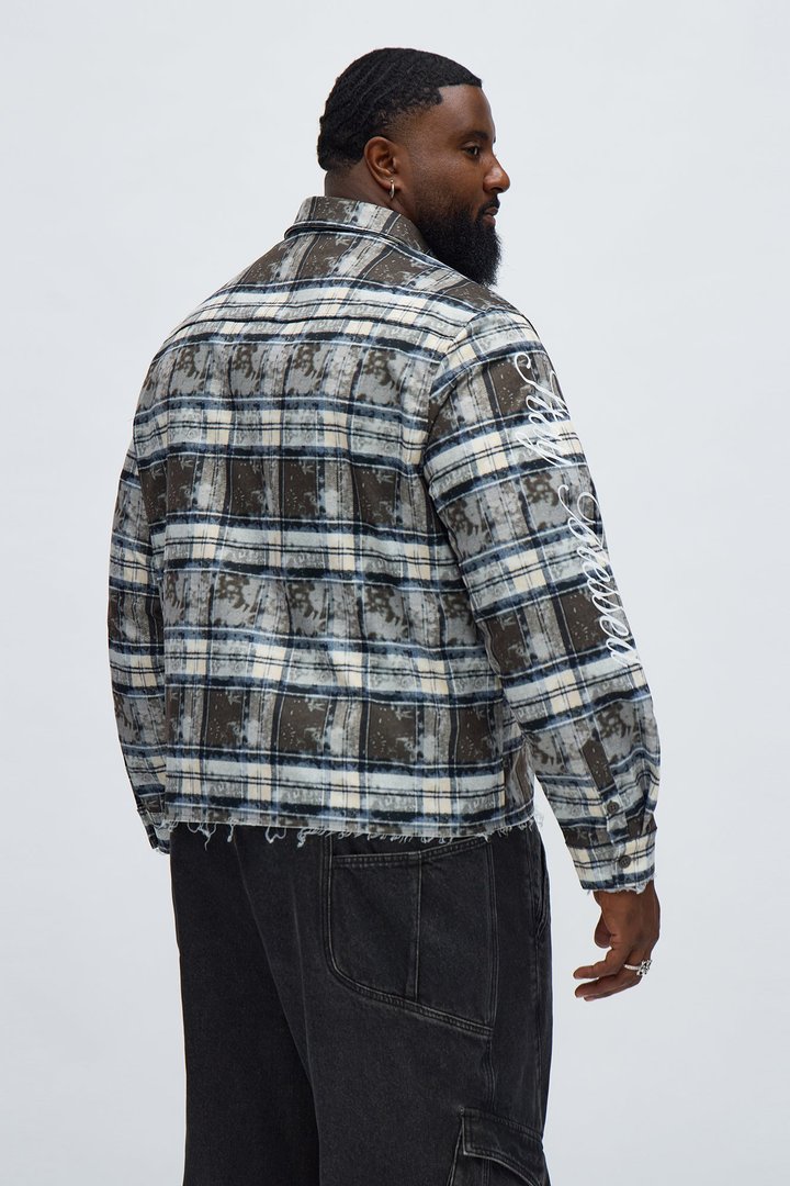 Cropped Manifest Button Up Shirt - Olive