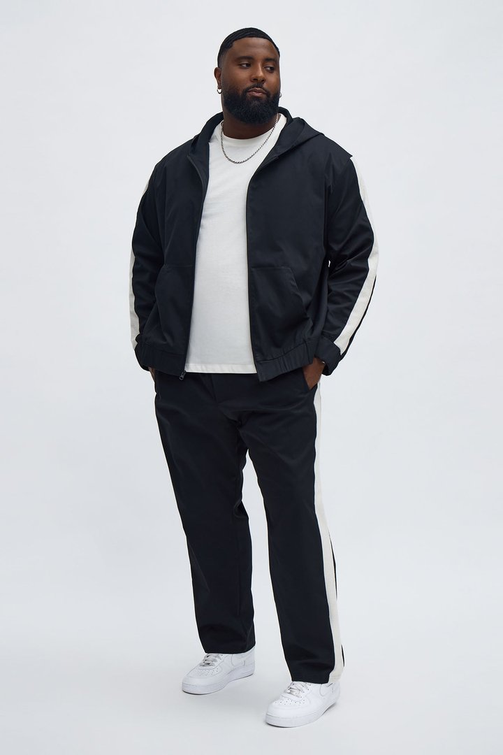 Slim Knit Stripe Pant - Black