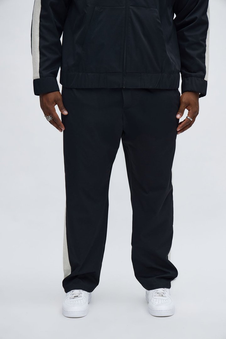 Slim Knit Stripe Pant - Black